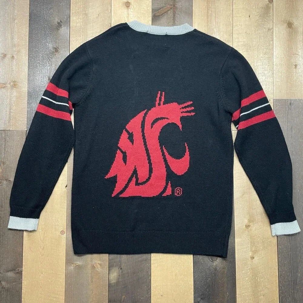 Tribute Unisex Adult LARGE V-Neck WSU Logo Sweater Black & Crimson
